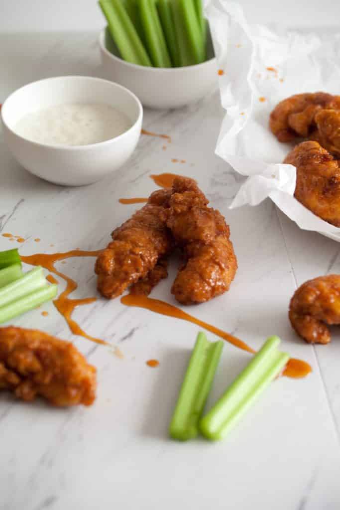 Fried Buttermilk Chicken Tenders with Copycat Winger's sticky sauce