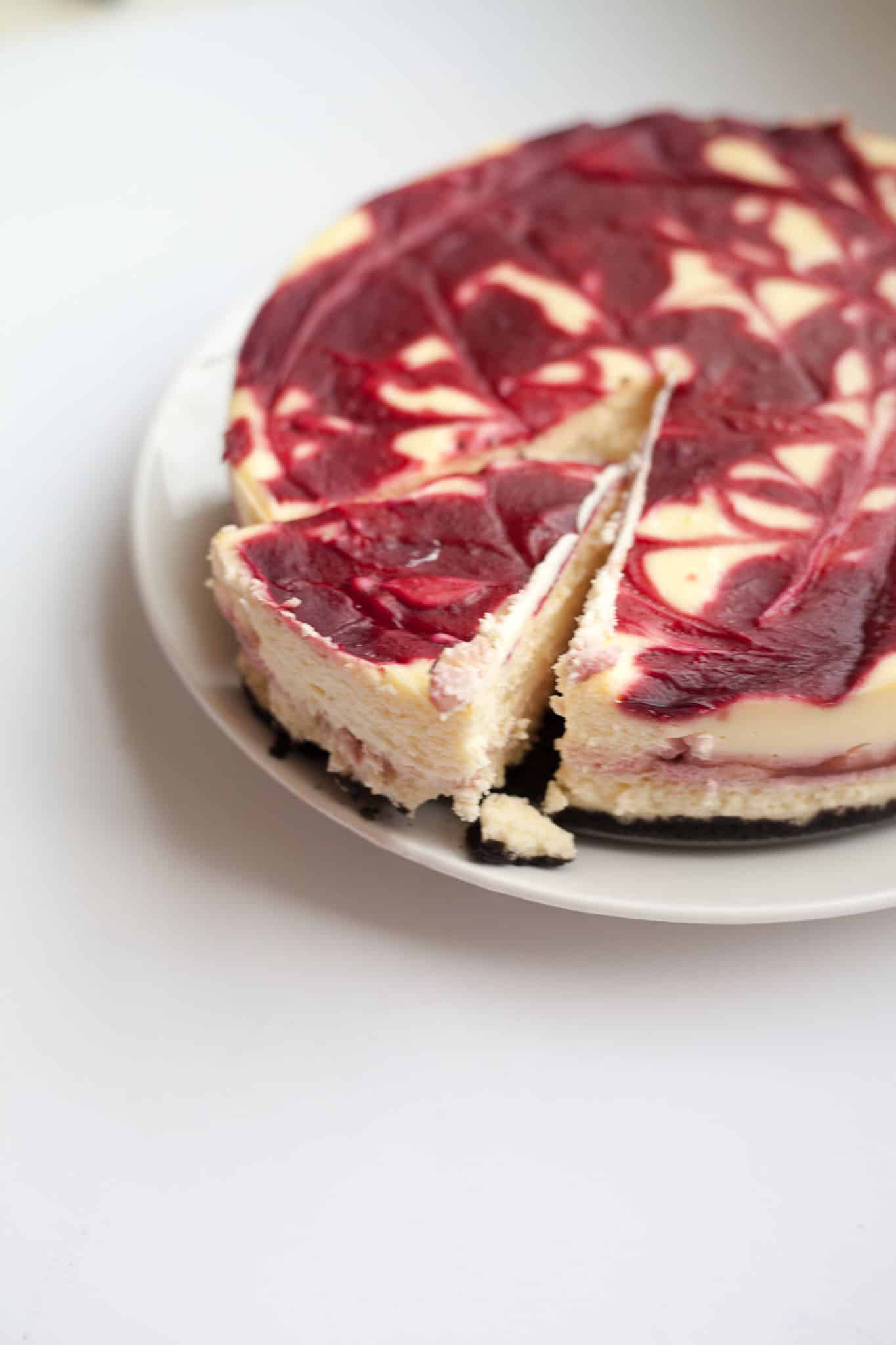 White Chocolate Raspberry Cheesecake with Oreo Crust from Call Me Betty {callmebetty.com}
