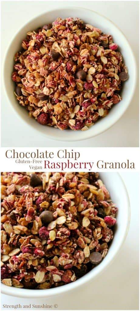chocolate chip raspberry granola strength and sunshine