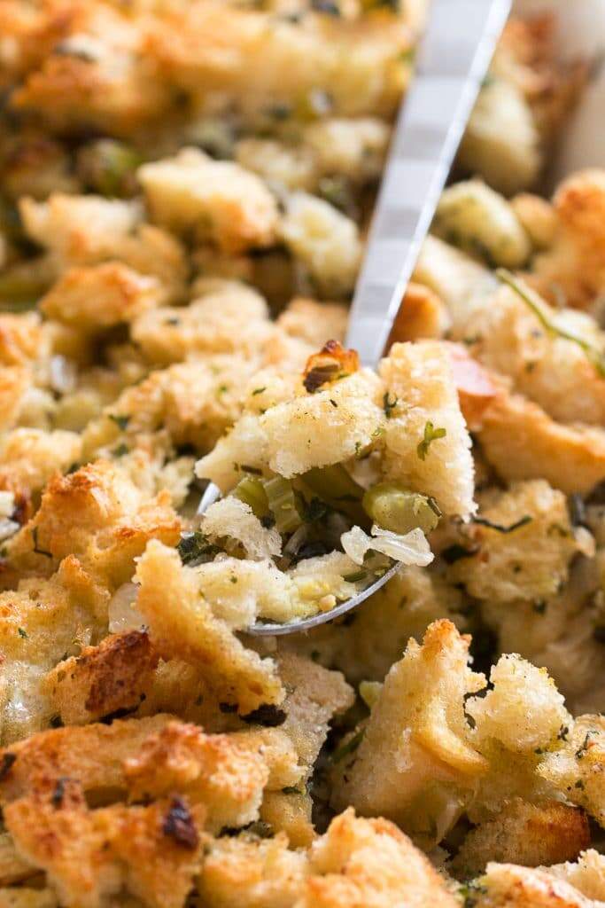 make ahead thanksgiving stuffing ultra close up