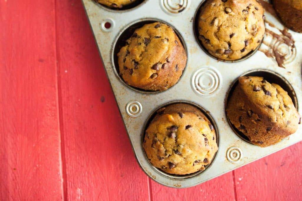 These whole wheat chocolate chip pumpkin muffins are a cinch to throw together, but also perfectly moist and delicious. 