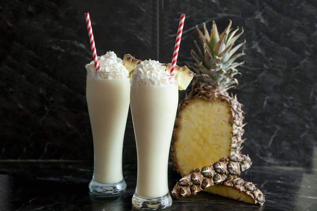 non-alcoholic piña colada with pineapple