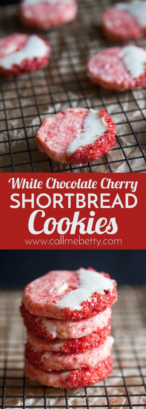 White Chocolate Cherry Shortbread Cookies | Call Me Betty